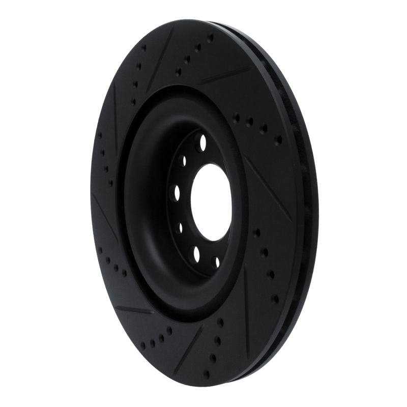 Alfa Romeo Stelvio Brake Rotor (1) - Rear Right - R1 Concepts - Drilled & Slotted - Black - `17-`25